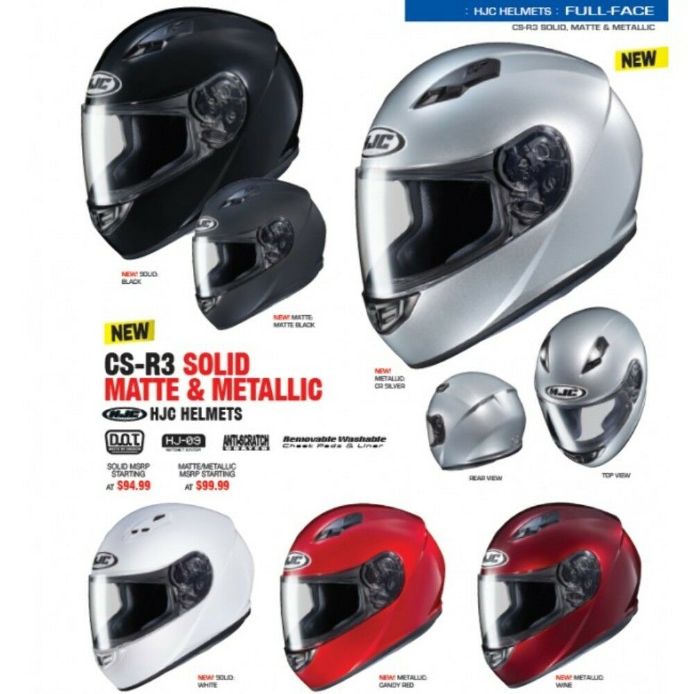 HJC CS-R3 Black DOT Full-Face Helmet Adult Sizes XS-2XL