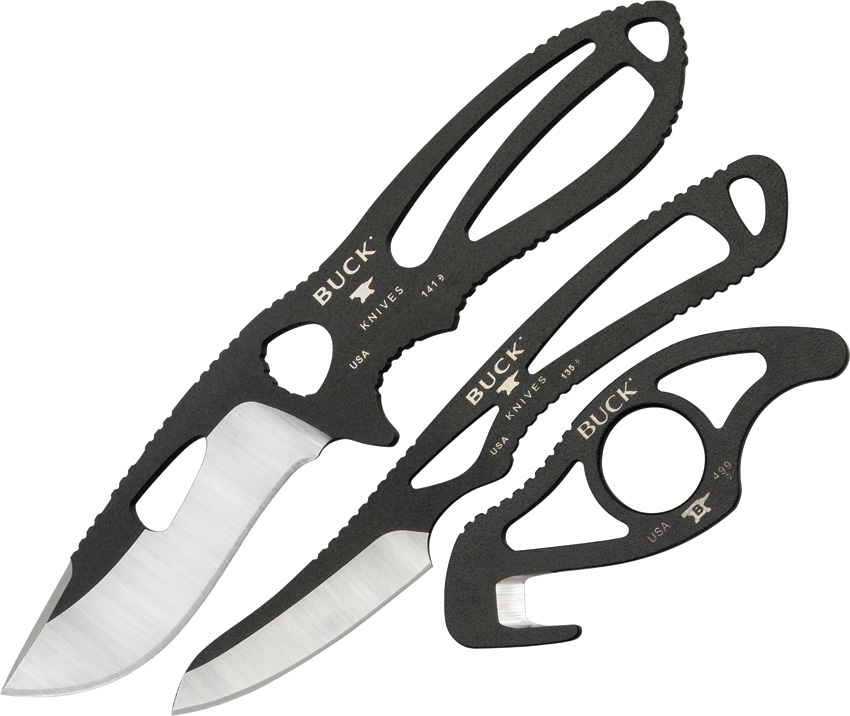 Buck PakLite Skeletonized Field Master Combo Three knife set New Black