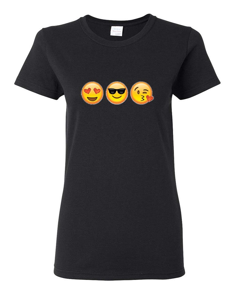 Emoji Shirt Emoticons Multi Faces Womens TShirt Top eBay