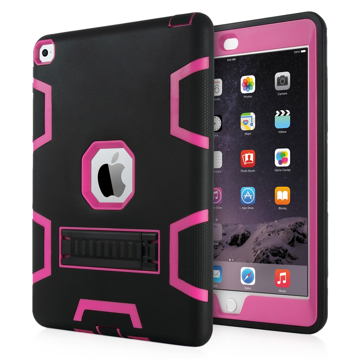 Shockproof Heavy Duty Rubber With Hard Stand Case Cover For Apple iPad