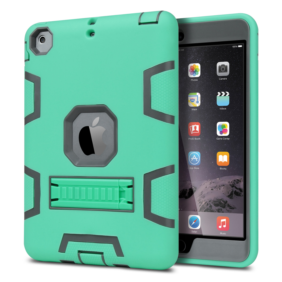 Shockproof Heavy Duty Rubber with Hard Stand Case Cover For iPad Mini 1