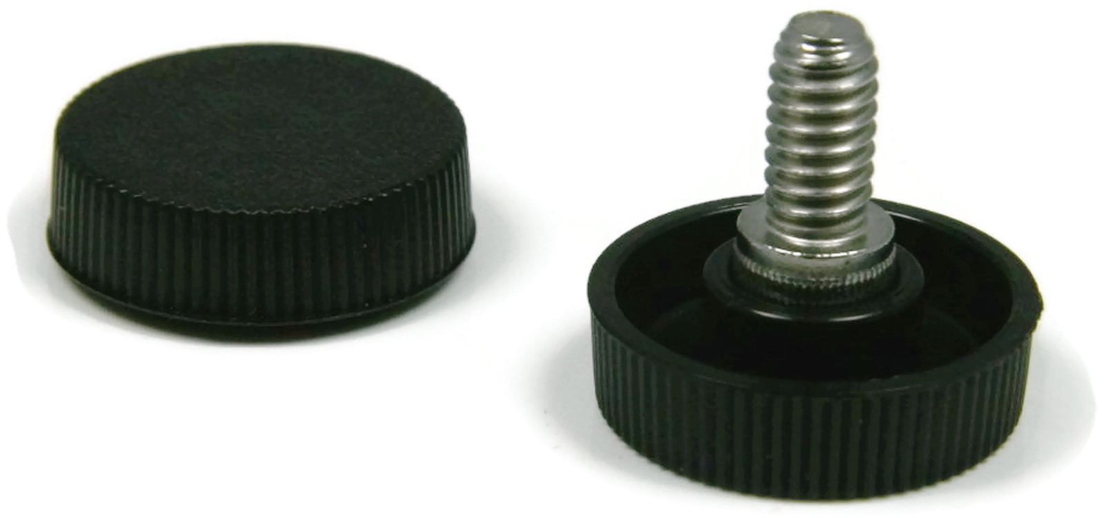 Plastic Knurled Thumb Screw Cap, Black, 10 x 21/32 OD x 1/4 THK, Qty 250