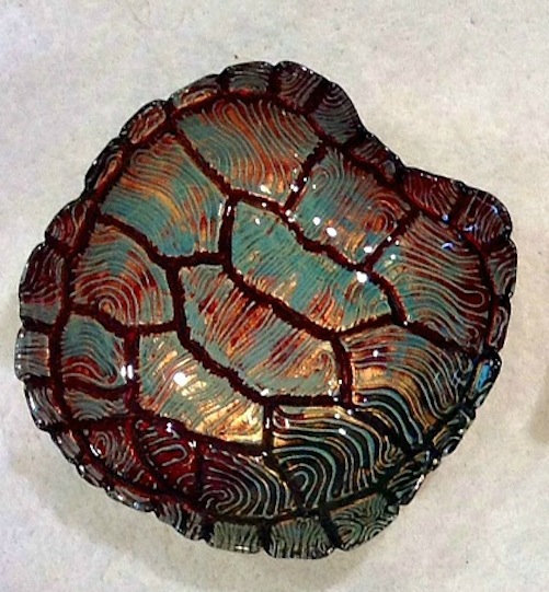 Red Pomegranate Turtle Shell Serving Bowl Turquoise & Red eBay