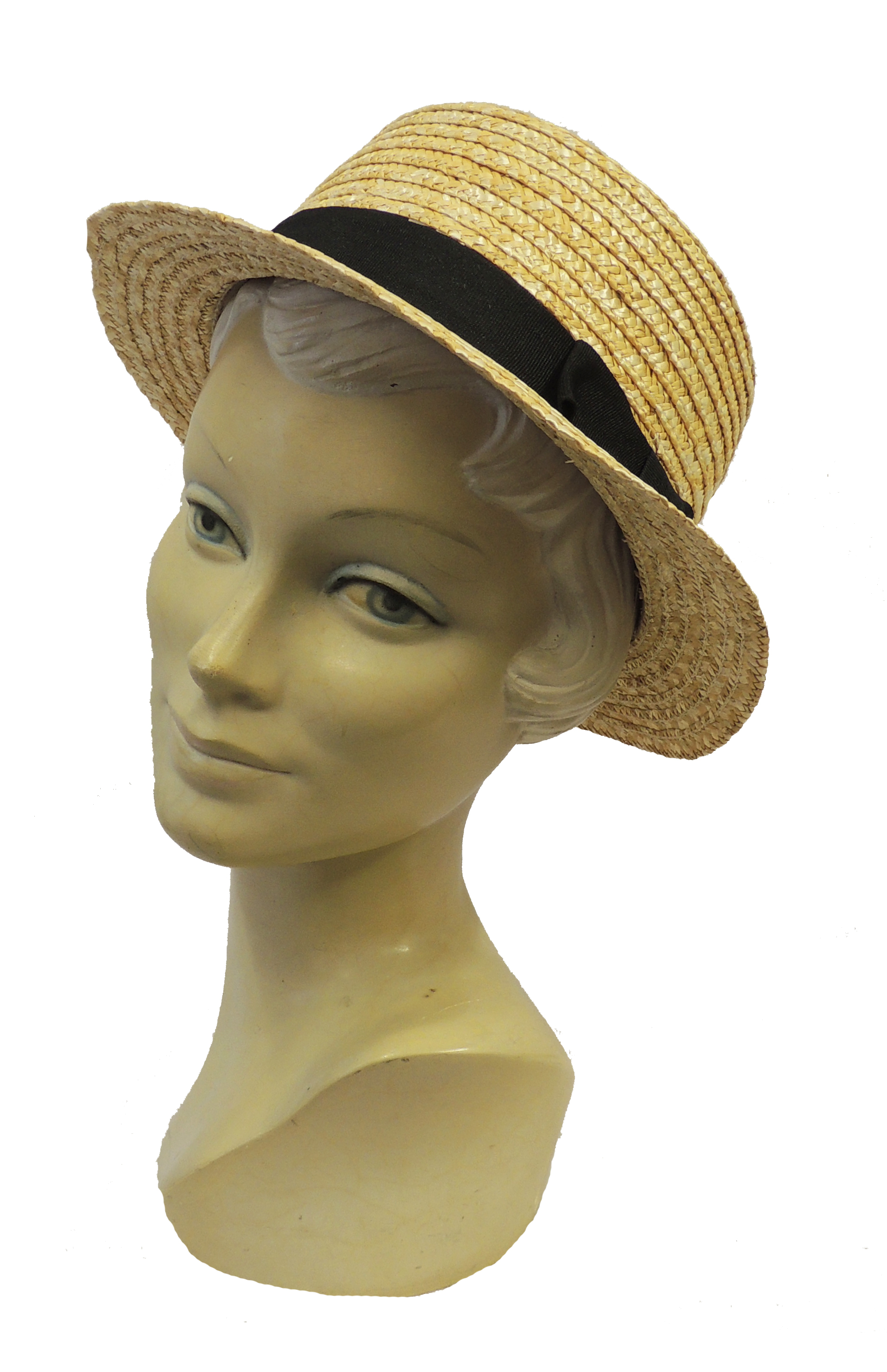 New Retro Ladies Straw Summer Boater Hat 1920's 30's 40's Vintage