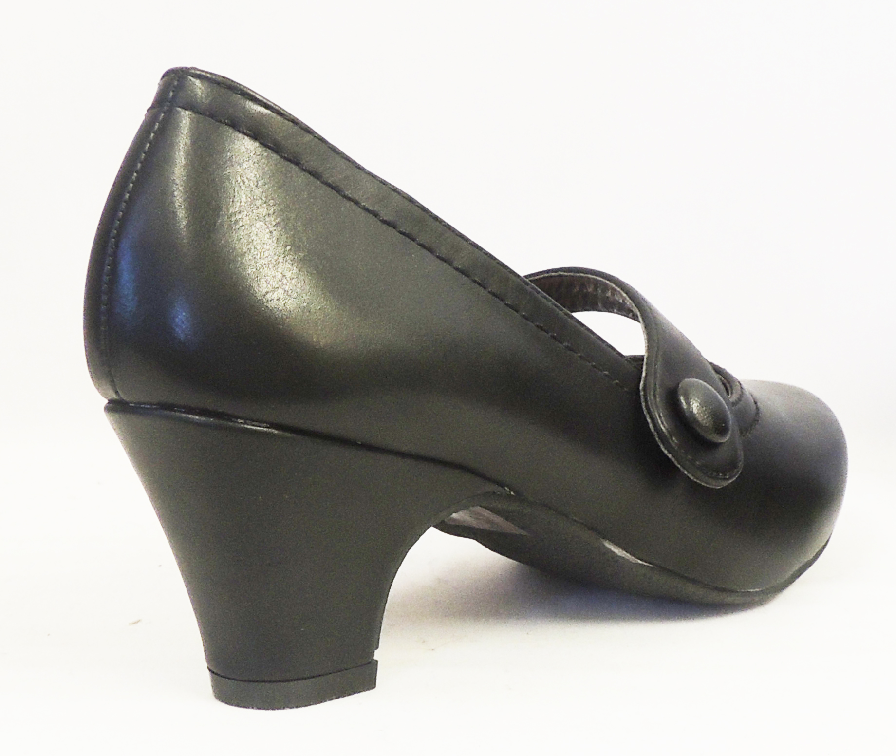 New Vintage style 1930's 1940s WW2 Wartime Black Mid Heel Mary Jane