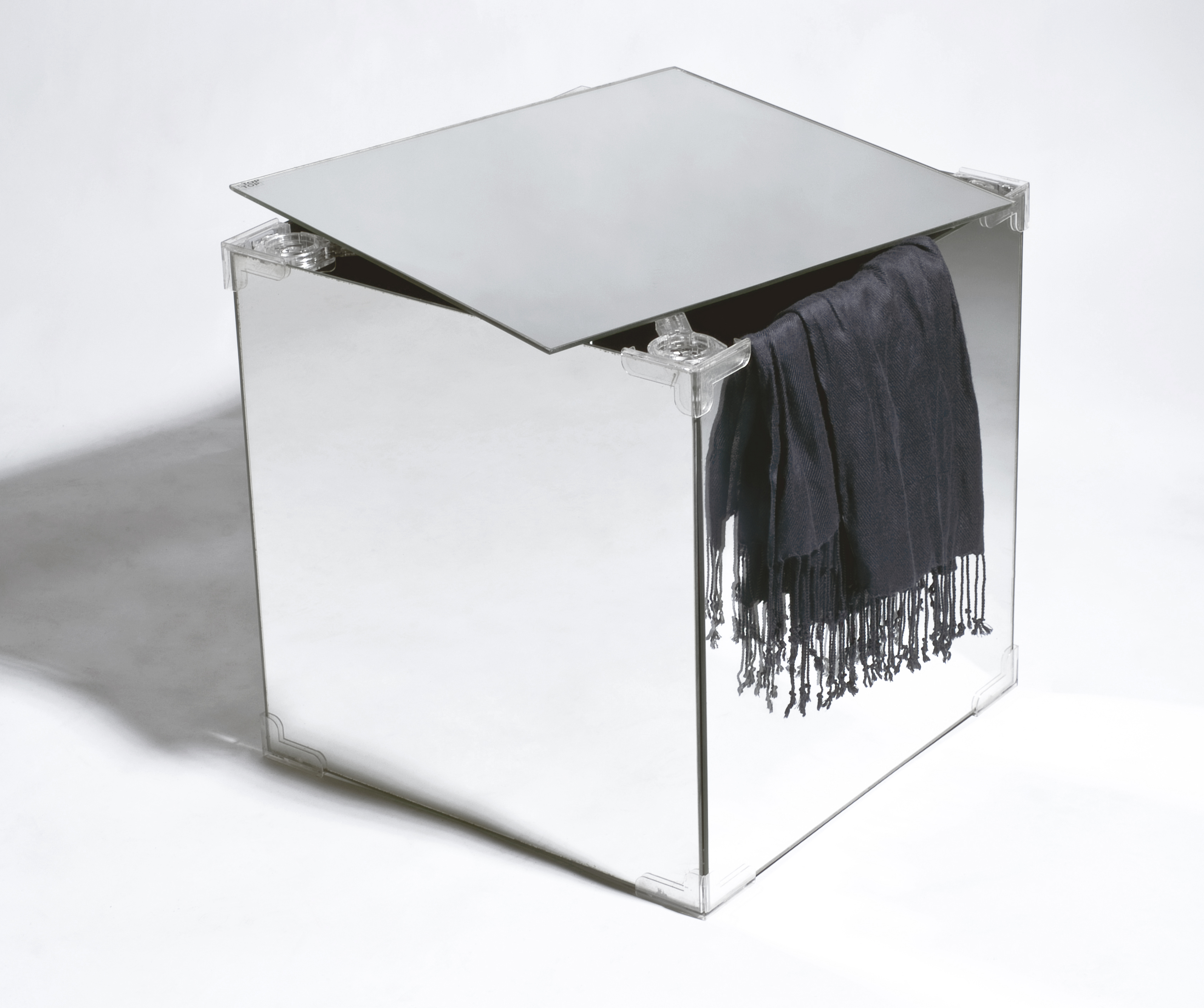 Timeless 1920's Bauhaus Deco Design Mirrored Side Table Storage Cube
