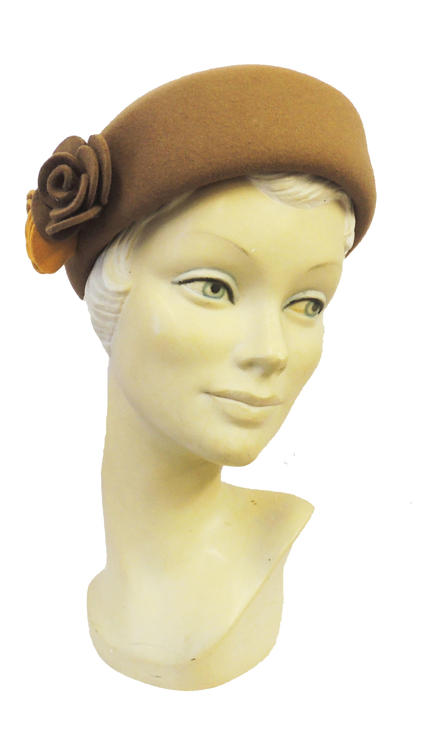 New VTG style 1930's 40's WW2 Wartime Landgirl Felt Flower Cloche Tilly