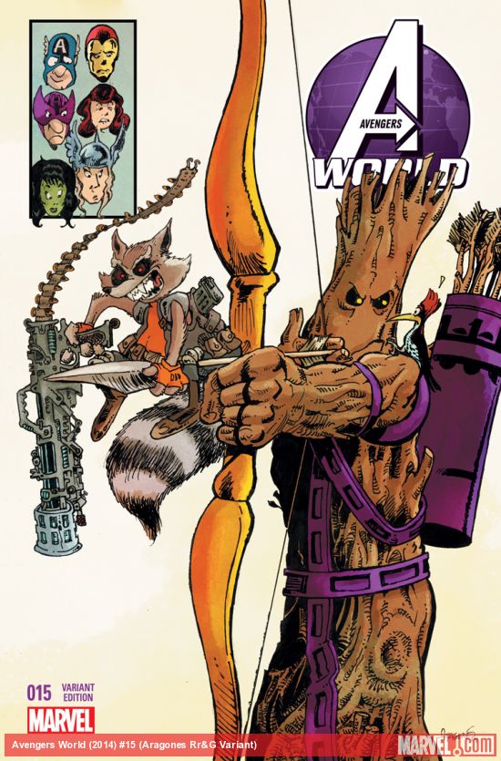 avengers world #15 rocket raccoon and groot variant comic book