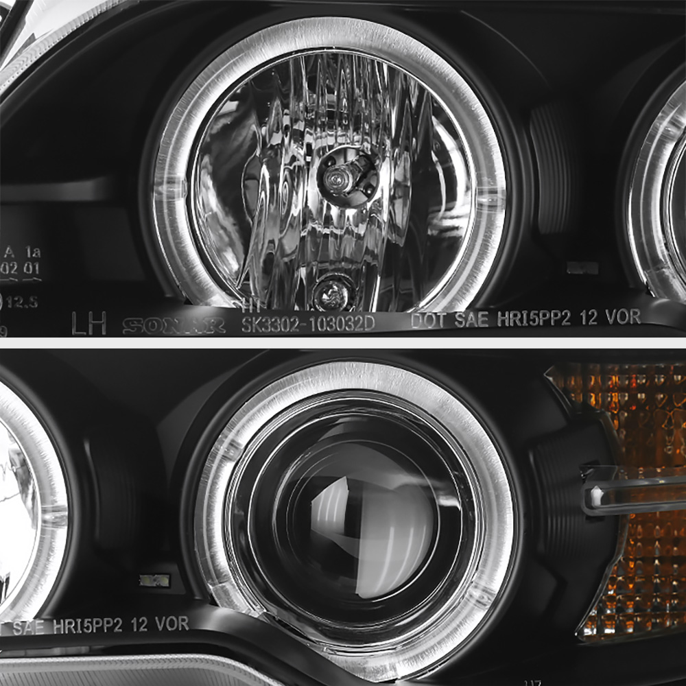 2004 2005 BMW E46 2DR Coupe 325ci 330ci Black Angel Eye Halo Projector