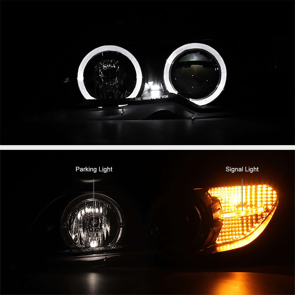 2004 2005 BMW E46 2DR Coupe 325ci 330ci Black Angel Eye Halo Projector
