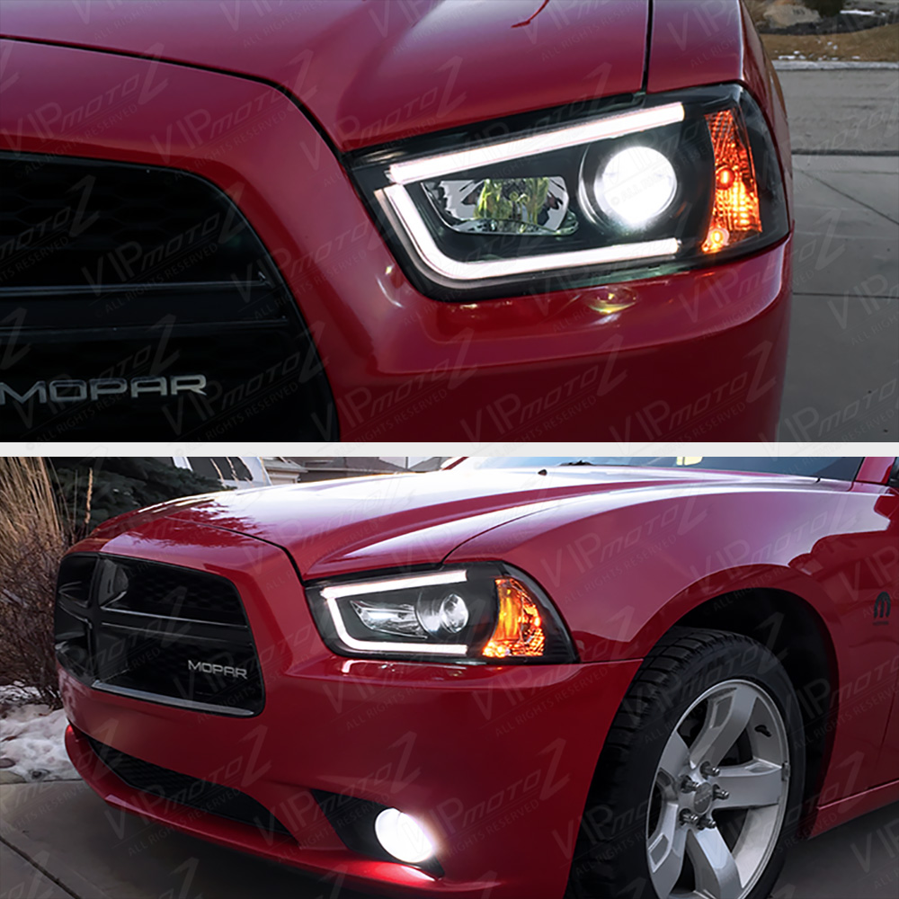 2011 2012 2013 2014 Dodge Charger Black Projector Headlights Foglights