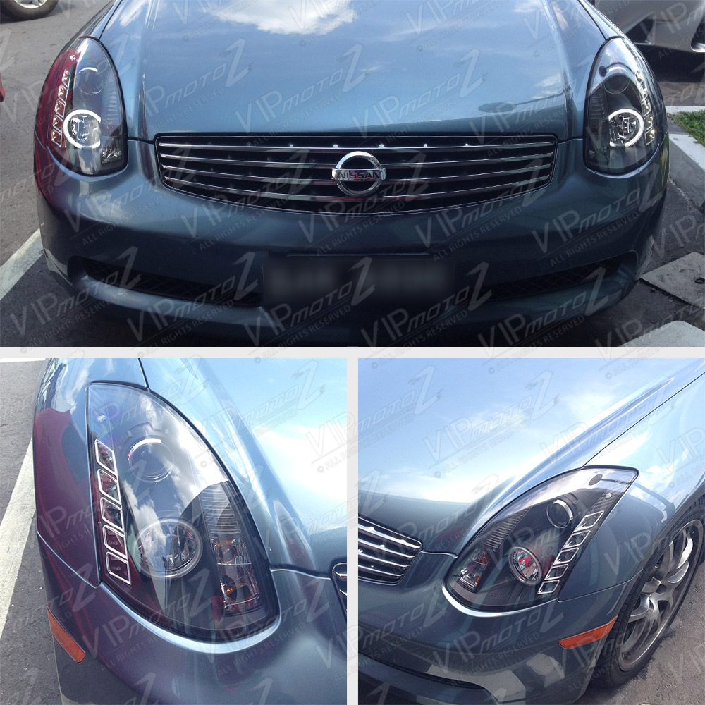 For 20032007 G35 Coupe 2D BRIGHTEST ANGEL EYE DRL LED Projector Black