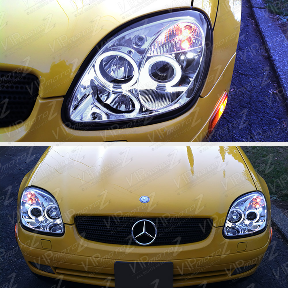 19982004 R170 SLK230 SLK55 AMG Euro Projector Halo Headlights Chrome