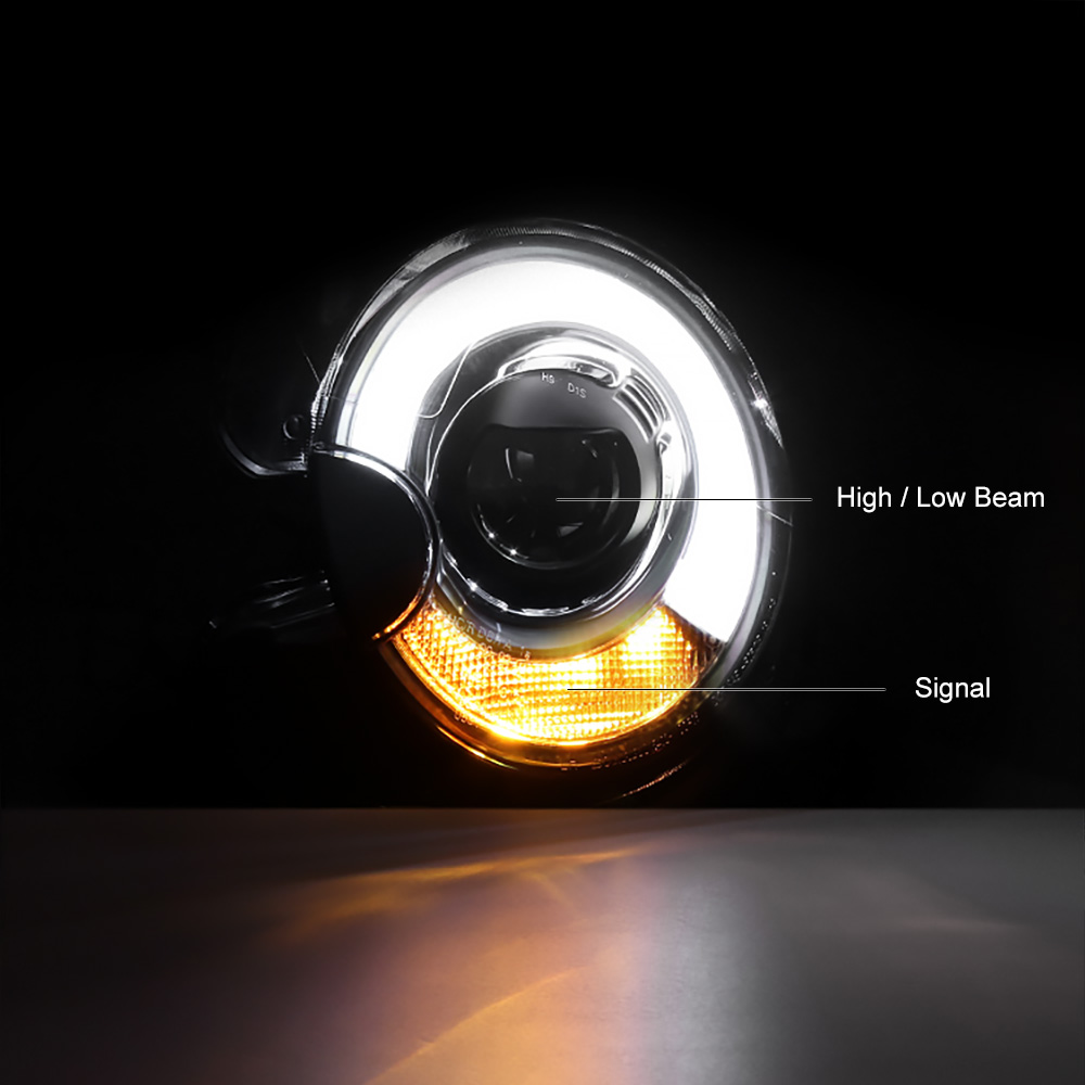 20072013 Mini Cooper Base S Black "OLED NEON TUBE" Headlight Headlamp
