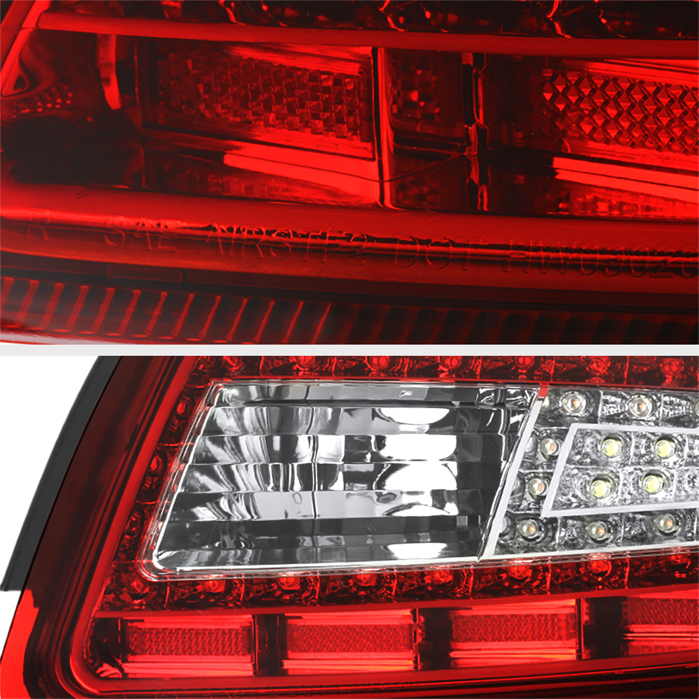 200508 Porsche 997 RED/CLEAR LED Tail Lights Pair Left+Right Brake Signal Lamps