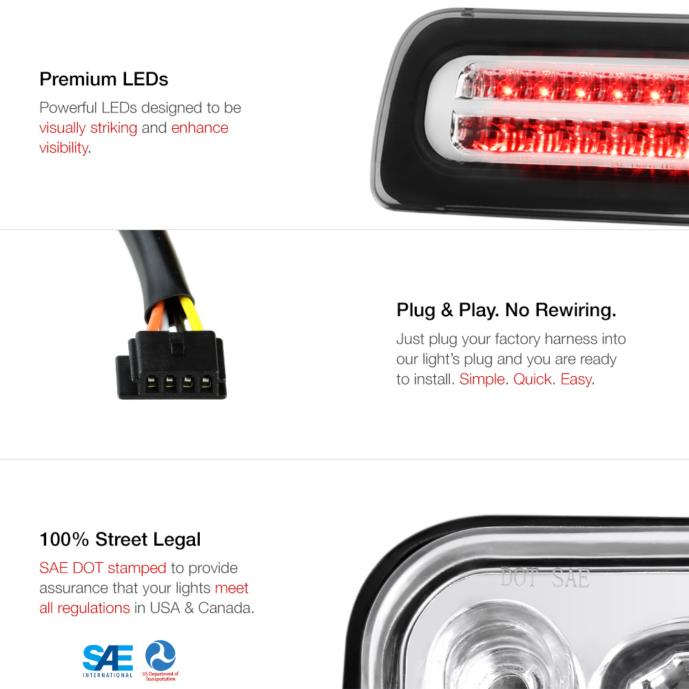 19942003 Chevy S10 GMC Sonoma ZR2 Chrome LED Third Brake Roof Stop