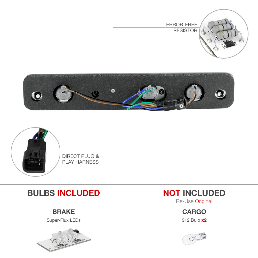 94-98 Chevy C1500 Chrome 3RD Brake Light Tail Lights ... 94 chevy c1500 tail light wiring 