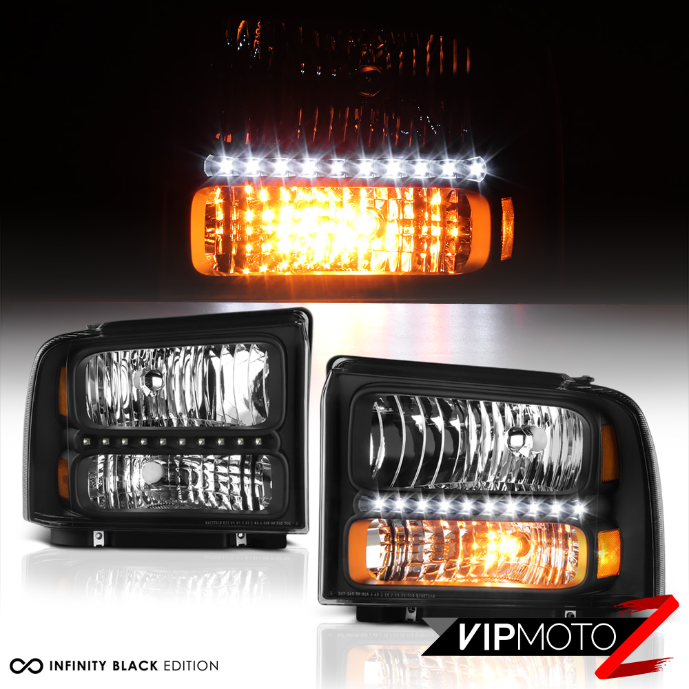 Projector Headlights With LED DRL For 2005-2007 Ford F250 F350 F450 Super Duty - Chrome Housing