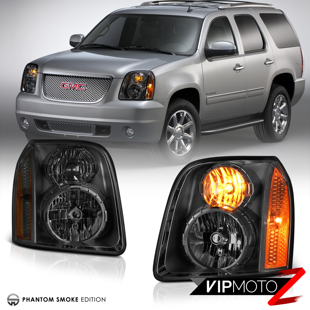 20072014 GMC Yukon XL 1500 2500 Smoke LEFT RIGHT Headlights Assembly