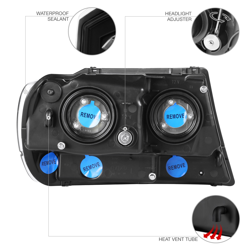 19992004 Jeep Grand Cherokee WJ [CLEAR SIGNAL BAR] Black Headlights