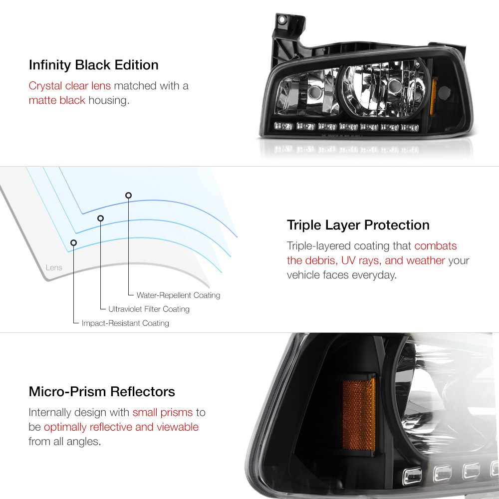 20062010 Dodge Charger SET] Black LED D.R.L Corner Signal
