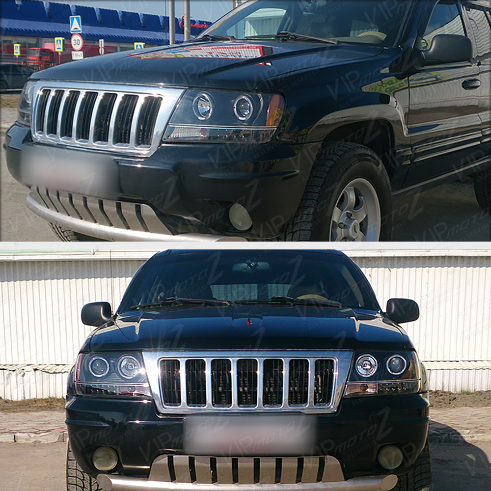 L+R HALO PROJECTOR BLACK LED HEADLIGHT 9904 JEEP GRAND CHEROKEE LAREDO