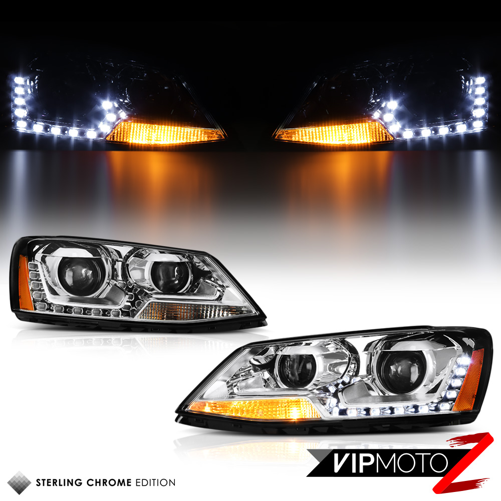20112014 Volkswagen Jetta LED DUAL Projector Chrome Housing Headlights