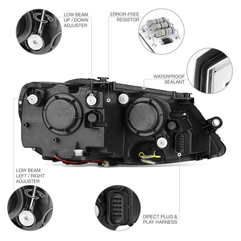 20112014 Volkswagen Jetta LED DUAL Projector Chrome Housing Headlights