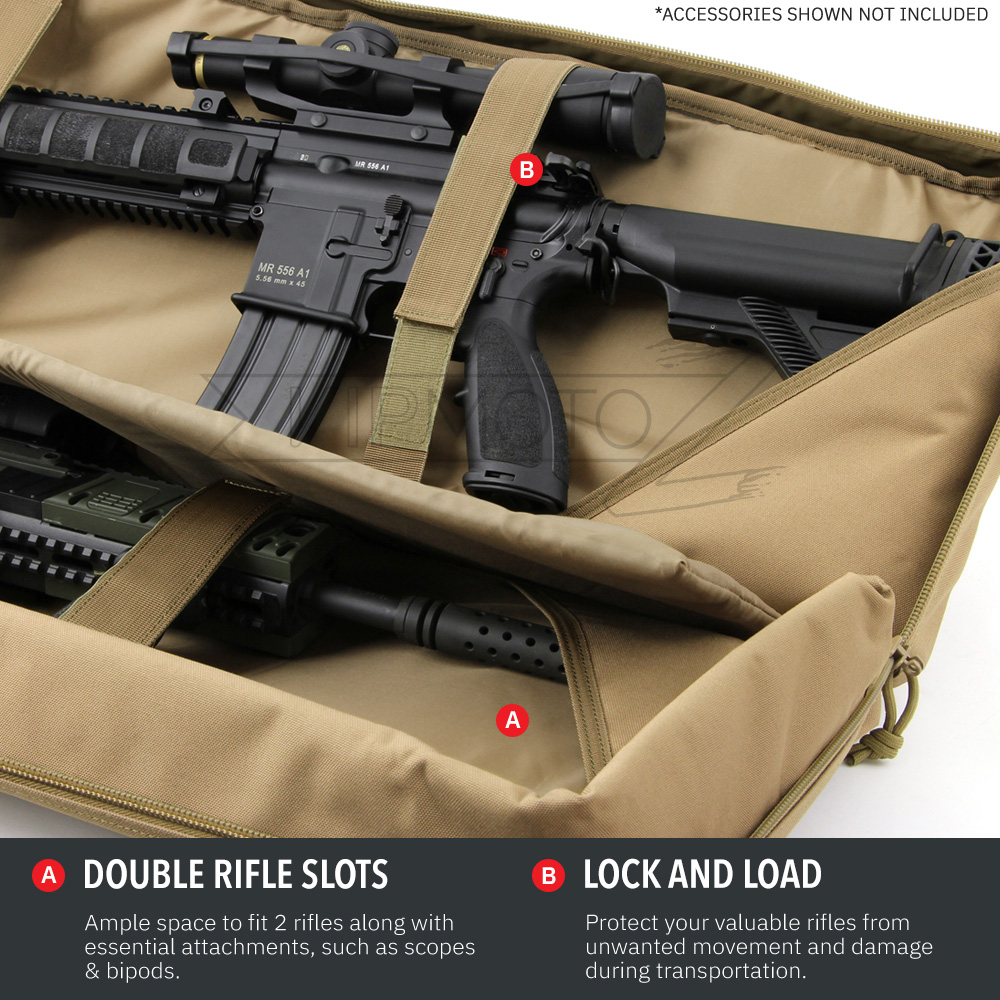 Heavy Duty 600D Double Carbine Rifle Bag Soft Gun Case Hunting Storage Backpack