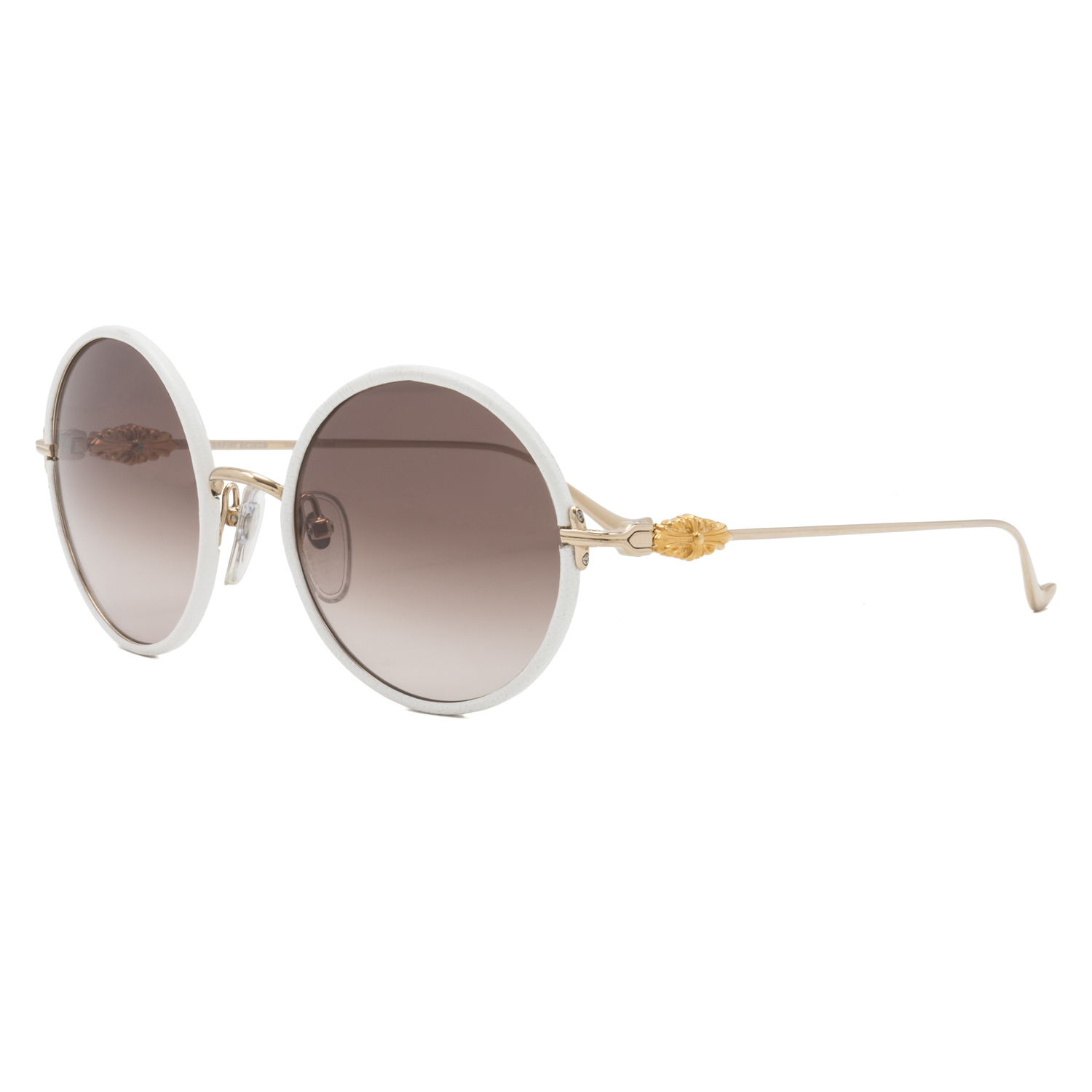 Chrome Hearts Ovaryeasy Sunglasses Gold White Leather ...
