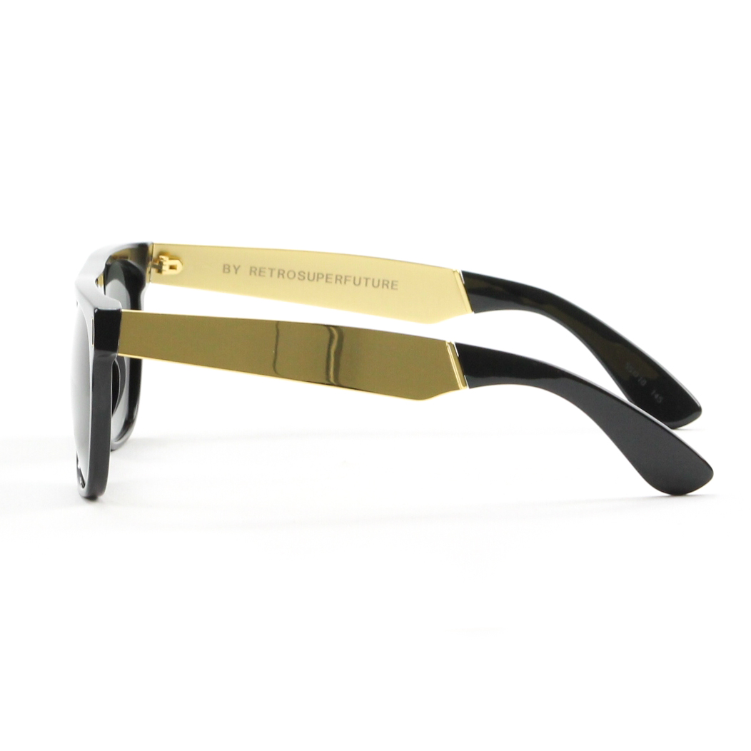 RETROSUPERFUTURE Super Flat Top Sunglasses Black Gold ...