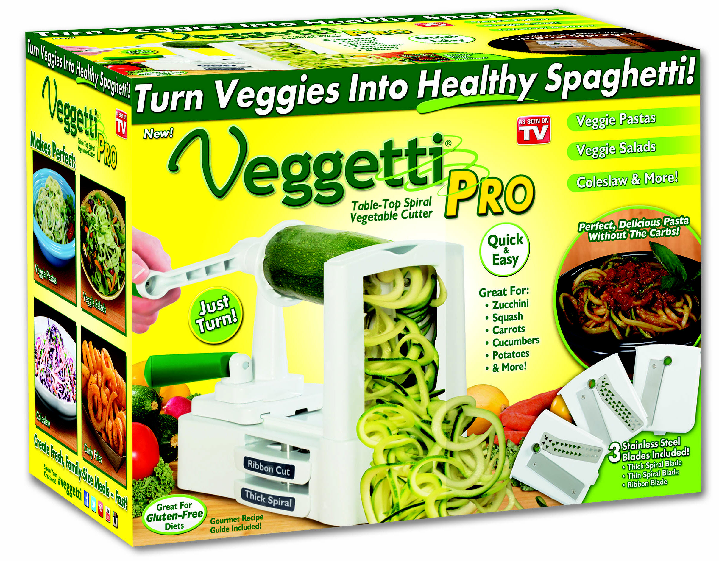Veggetti Pro TableTop Spiralizer, Quickly Slice Vegetables into Veggie