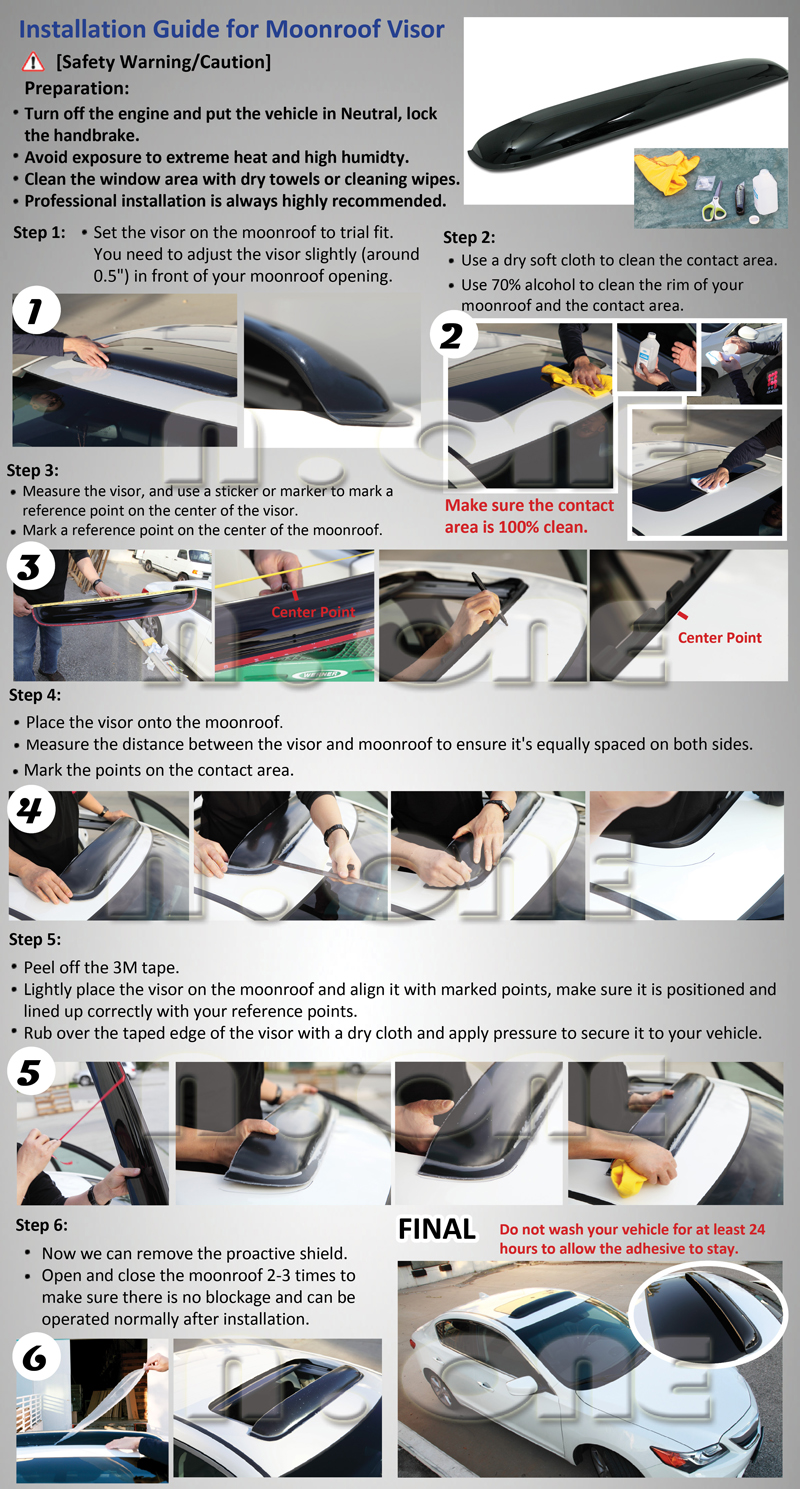 Moon Sun Roof Top 42/" Visor//Wind Rain Guard Deflector Replacement For
