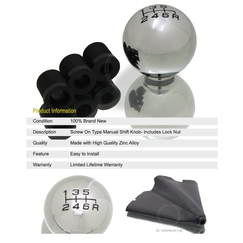 Dodge Durango 9808 Manual Stick Shift Knob Chrome Round 5 Speed Blk