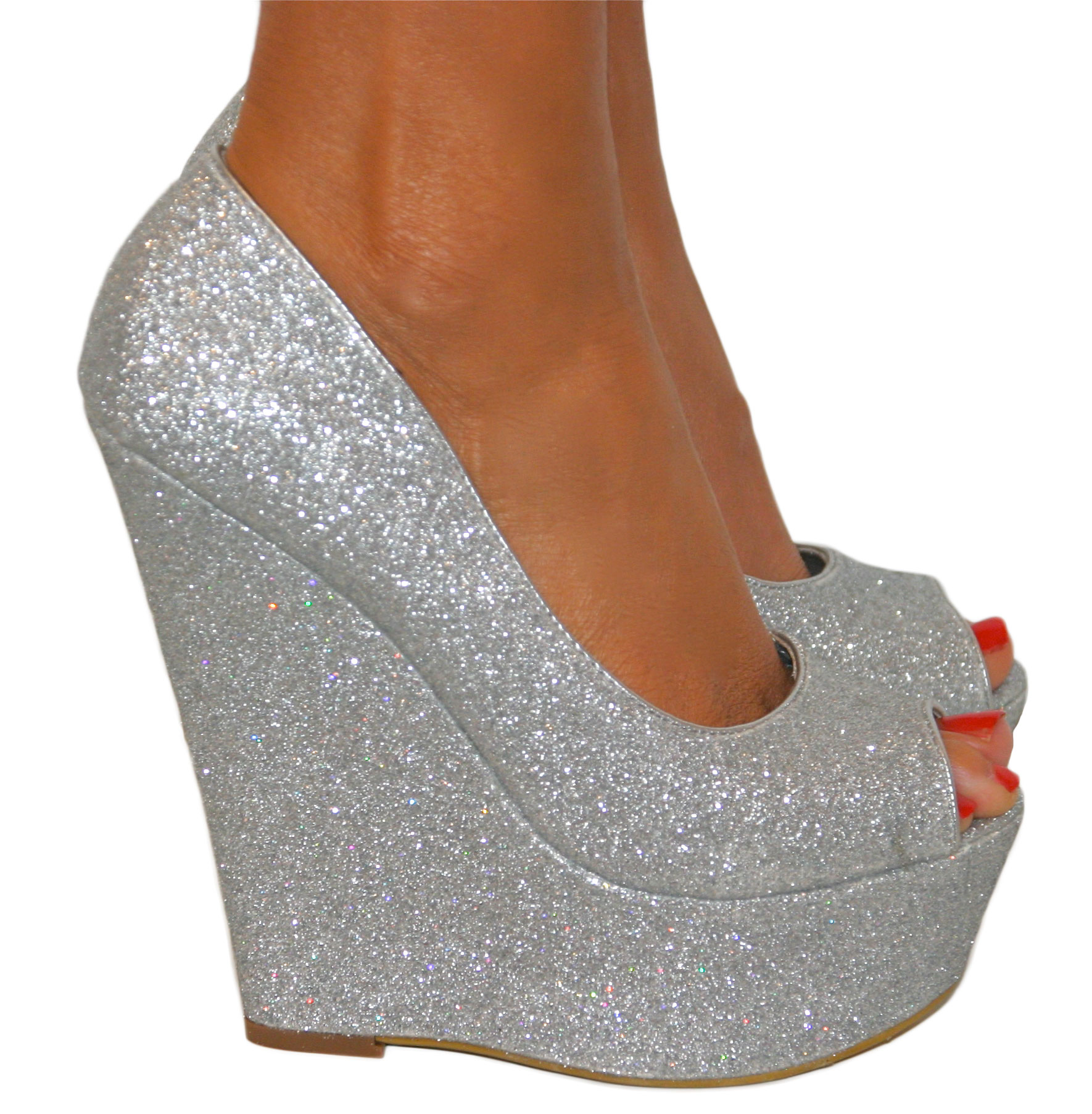 womens glitter peep toe platform wedge high heel slip on shoe sandal prom size ebay womens glitter peep toe platform wedge high heel slip on shoe sandal prom size ebay