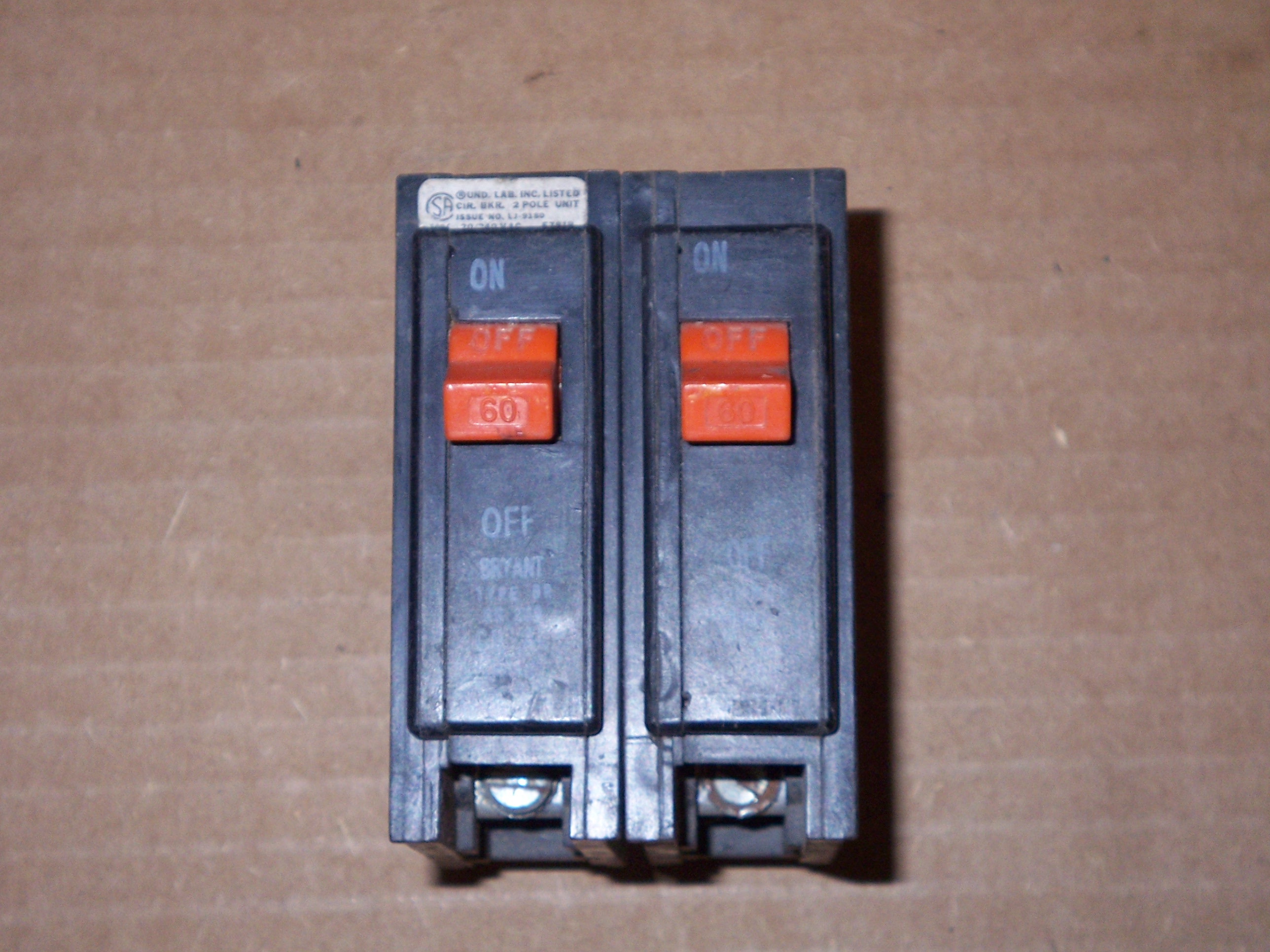 Bryant BR260 2 pole 60 amp Circuit Breaker No Tie Bar eBay