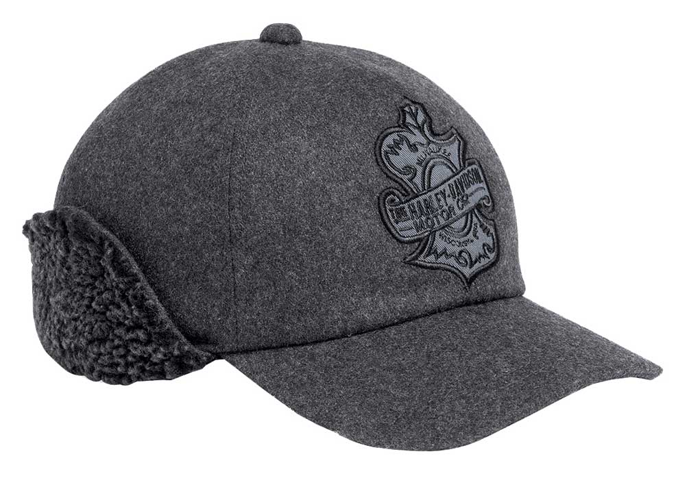 HARLEYDAVIDSON GENUINE MENS OAK LEAF EAR FLAP FLEECE BASEBALL CAP, NEW