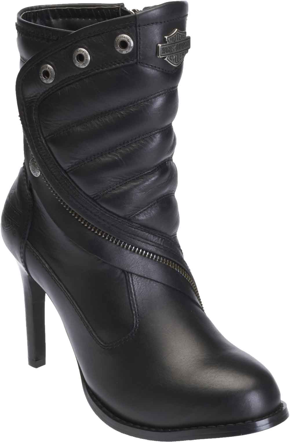 HarleyDavidson Women's Olanta HighHeel Black Leather Fashion Boots