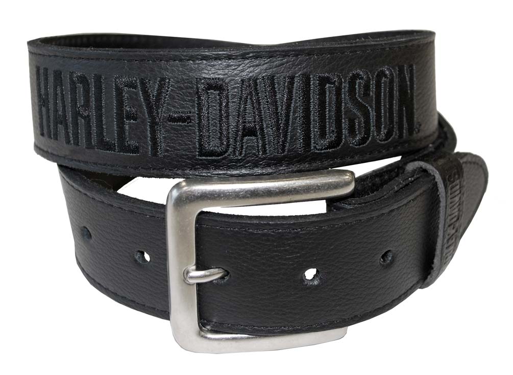 HarleyDavidson Men's Embroidered HD Black Leather Belt HD9515B eBay