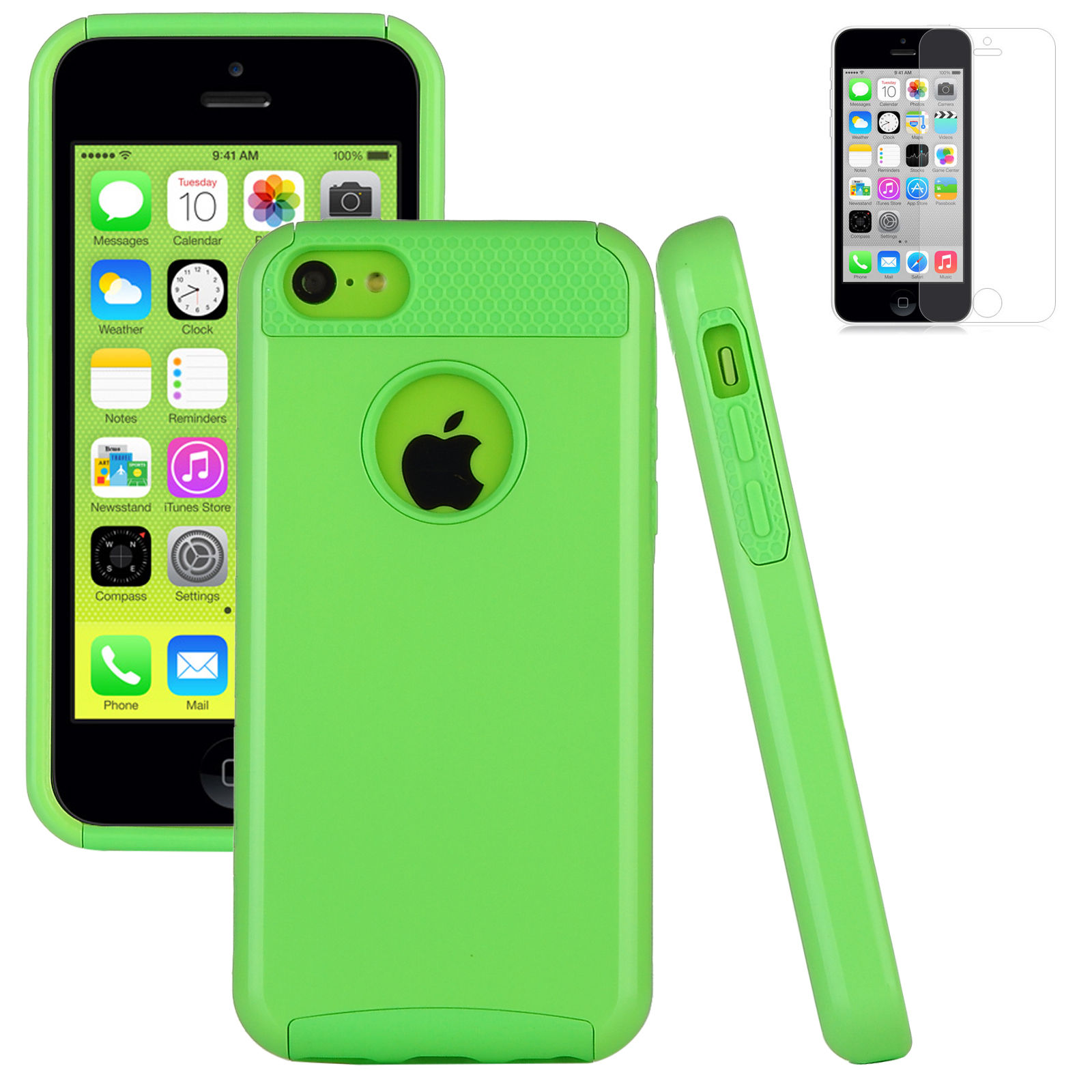 Heavy Duty Shock Proof Hard Case Cover For iPhone 5c Free Screen