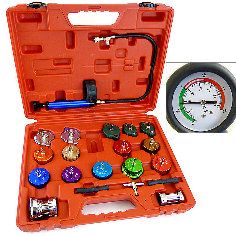 Auto Cooling System Radiator Colors Cap Pressure Tester Kit Pump Gauge
