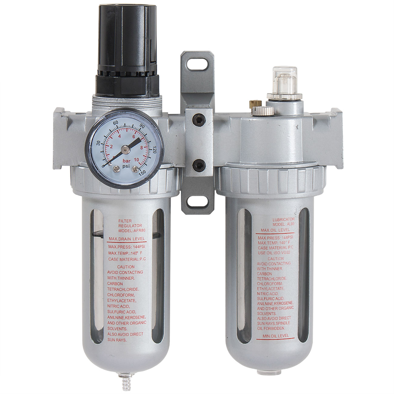 Air Regulator Filter Water Trap Oiler Lubricator 3in1 Gauge Compressor