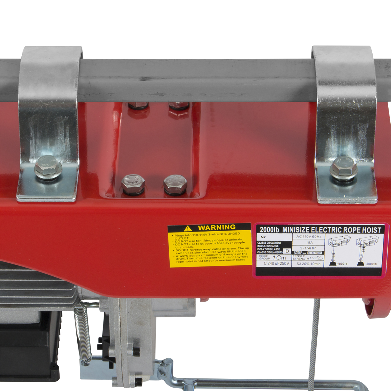 Electric Hoist Motor Overhead Winch Crane Lift + Remote Control 2000LB