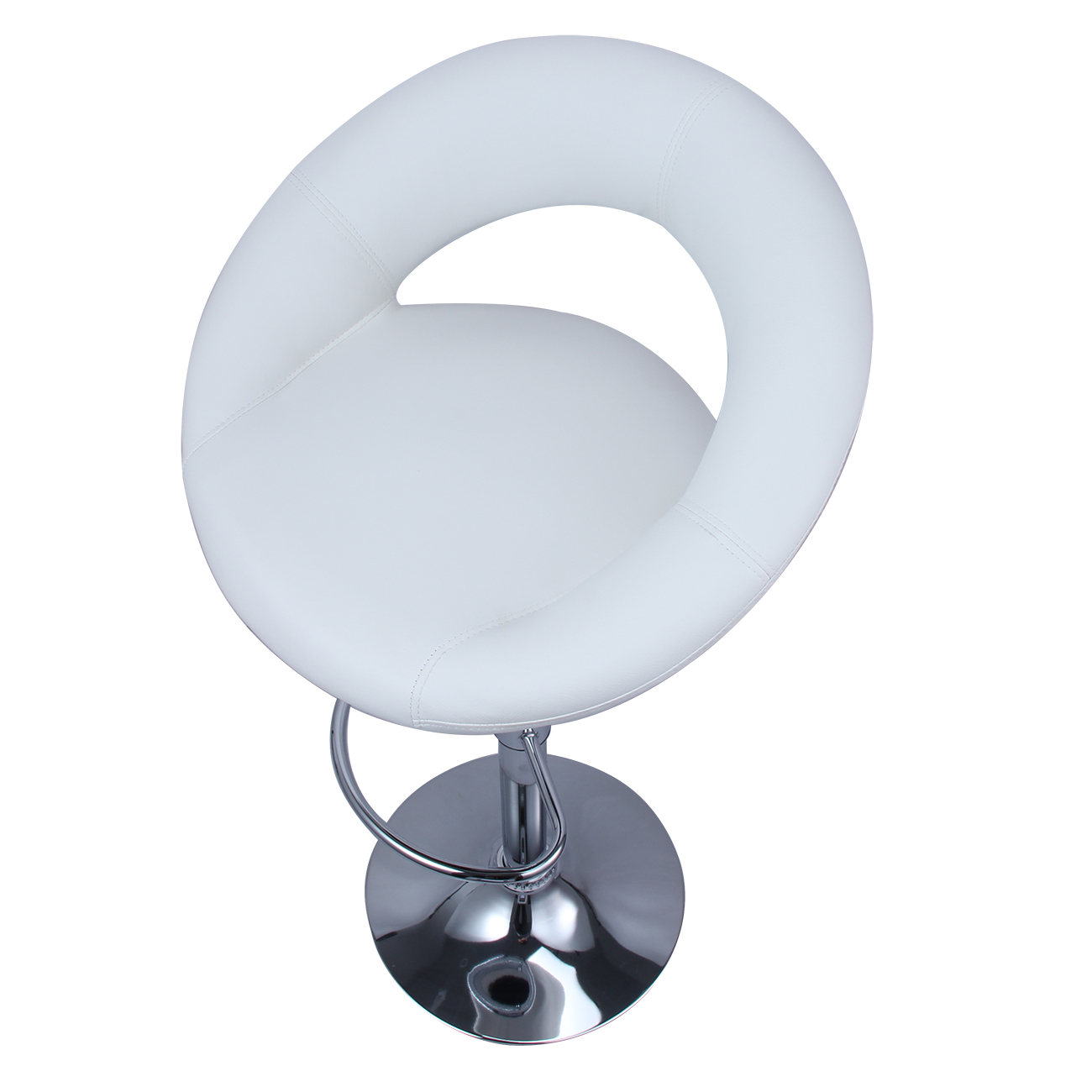 (2) Set White Modern Pub Style Bar Stools Adjustable Leather Swivel