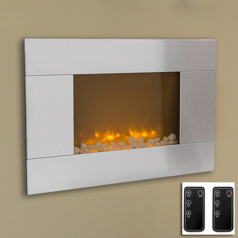 36" Adjustable Stainless Steel 1500W Electric Fireplace Heater Wall