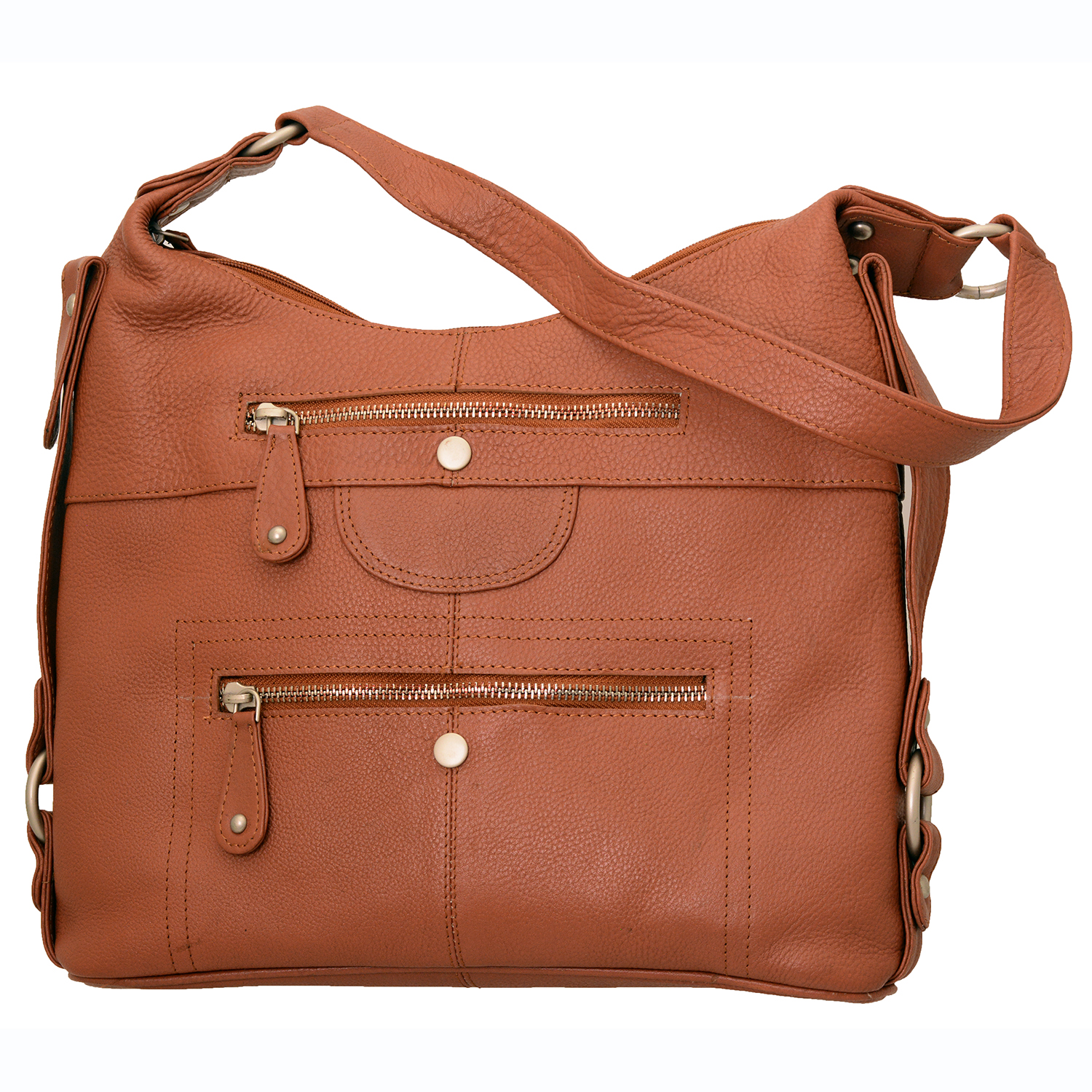 Womens Medium Shoulder Bag Genuine Leather Zipper Closed