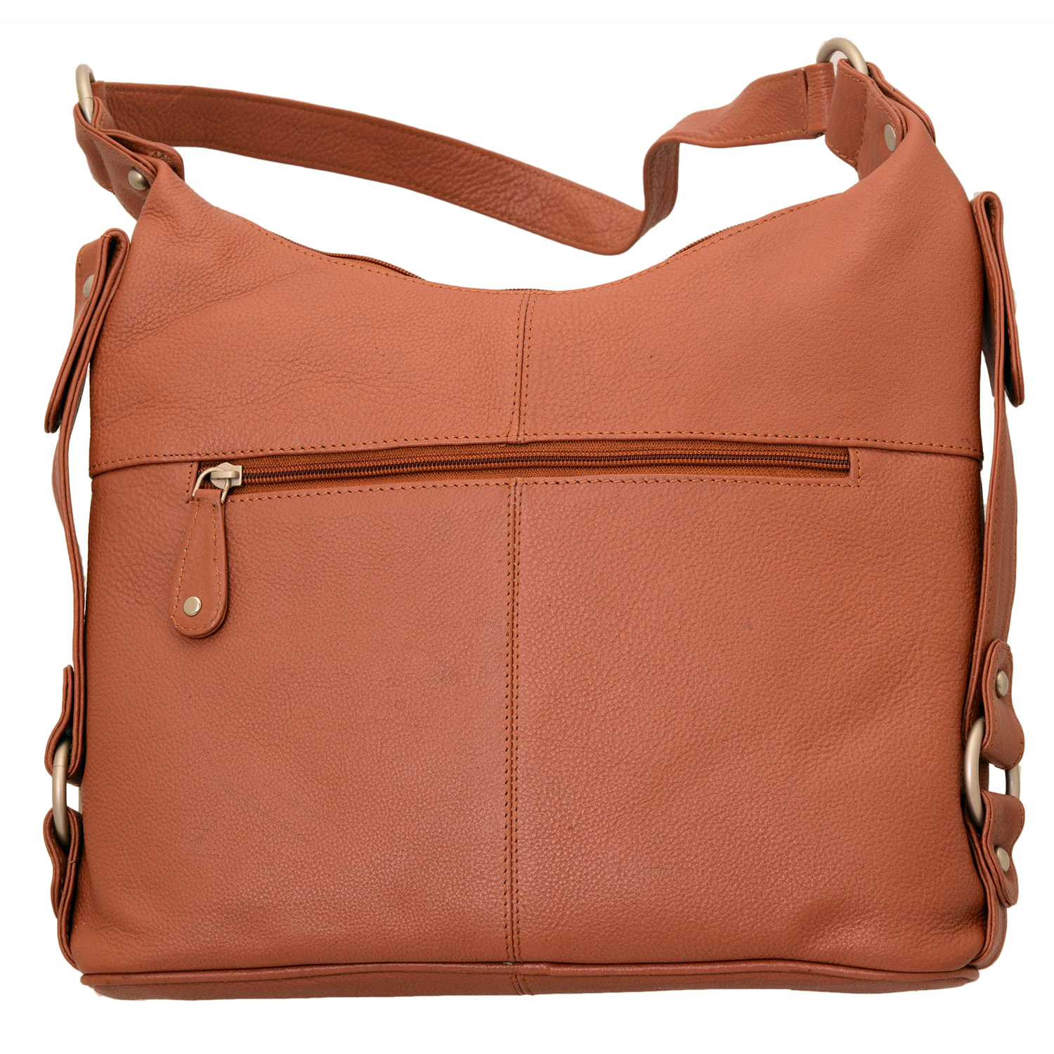 Womens Medium Shoulder Bag Genuine Leather Zipper Closed