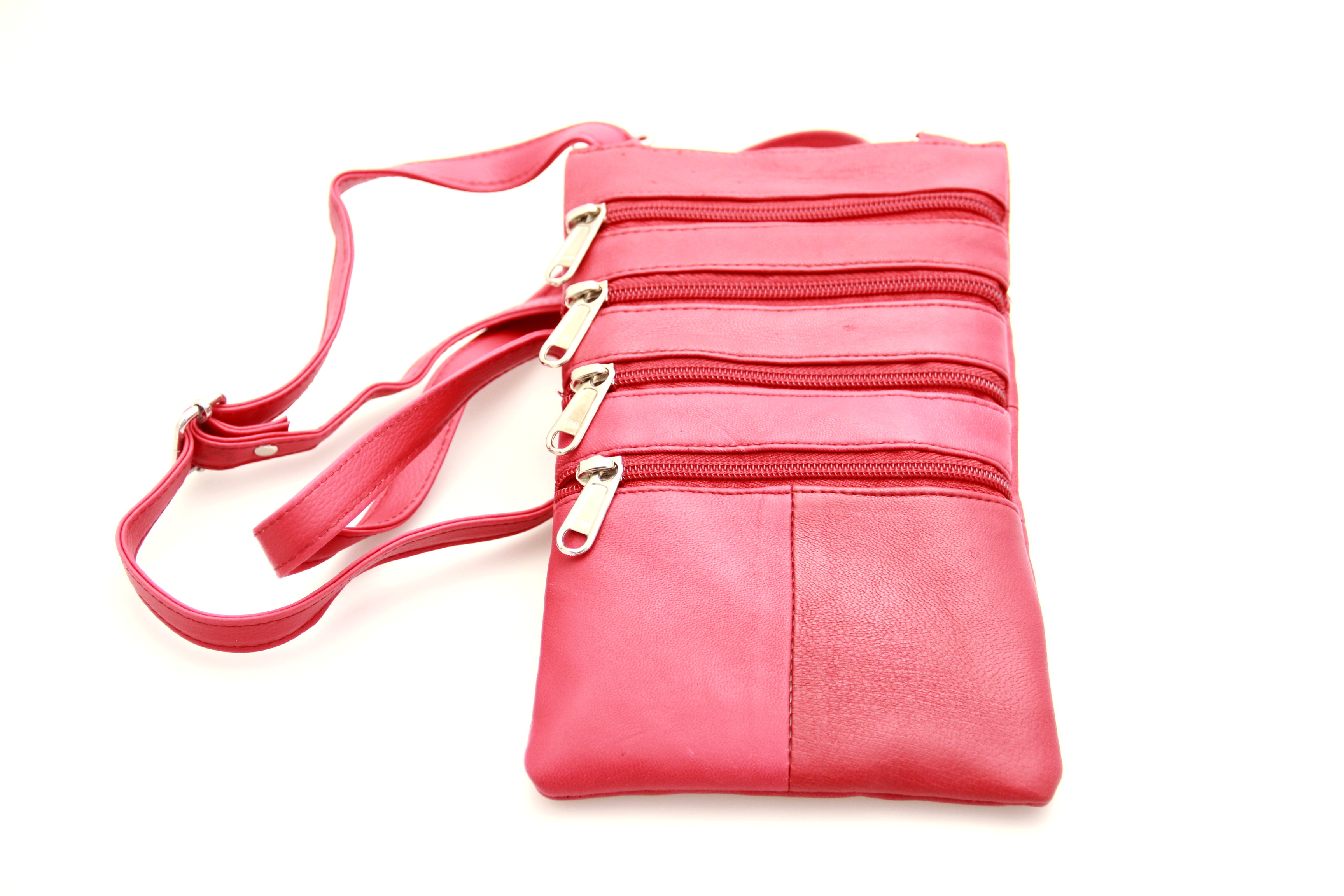 Ladies Small Cross Body Bag Fanny Pack Genuine Leather 5 Zipper Compartments New eBay