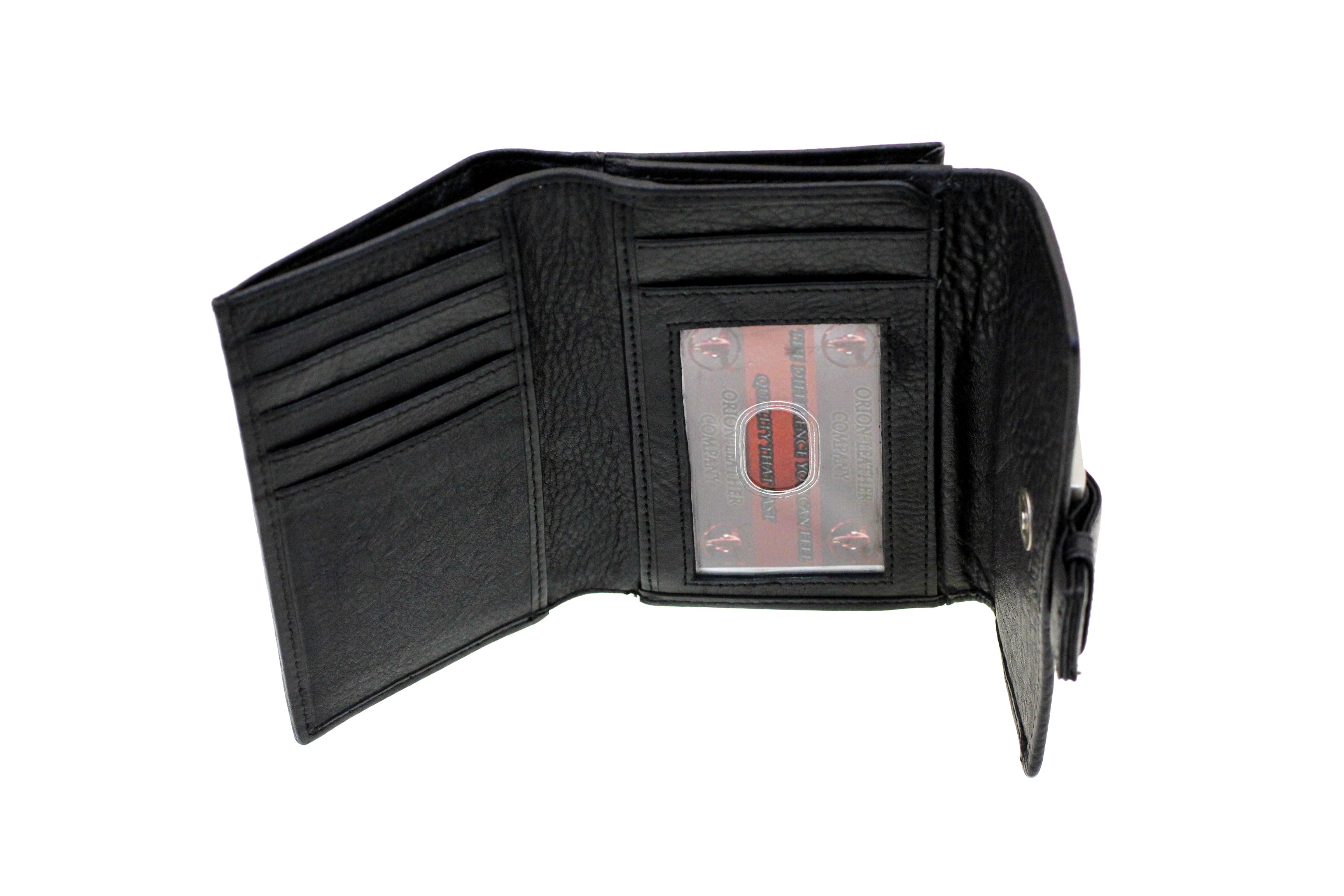 Womens Leather Wallet Small Trifold Snap Closure Compact Cowhide