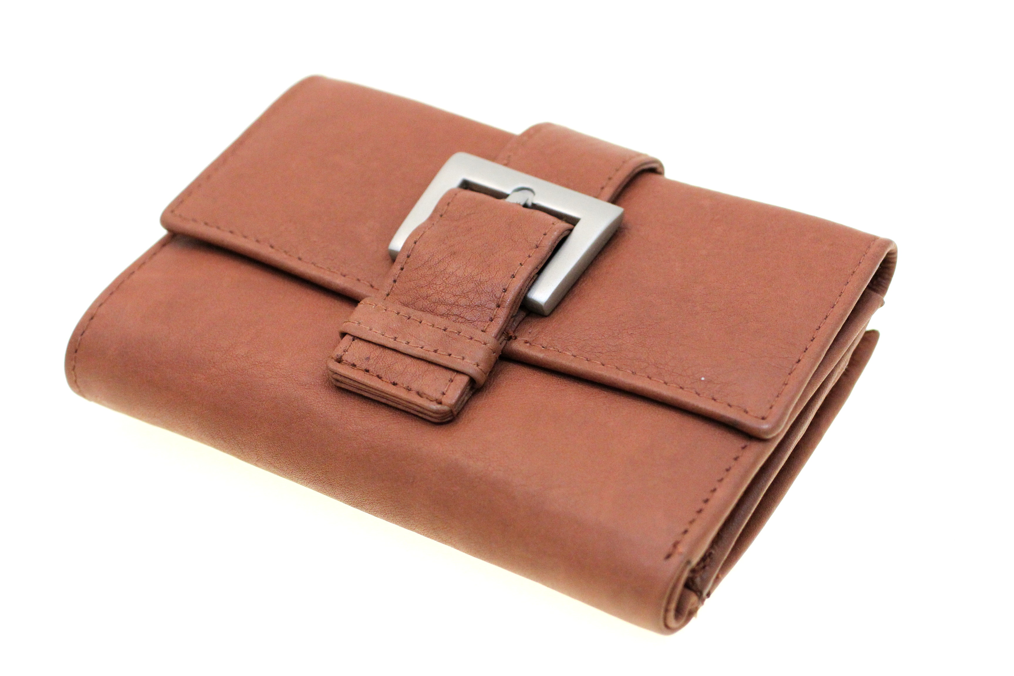 Womens Leather Wallet Small Trifold Snap Closure Compact Cowhide